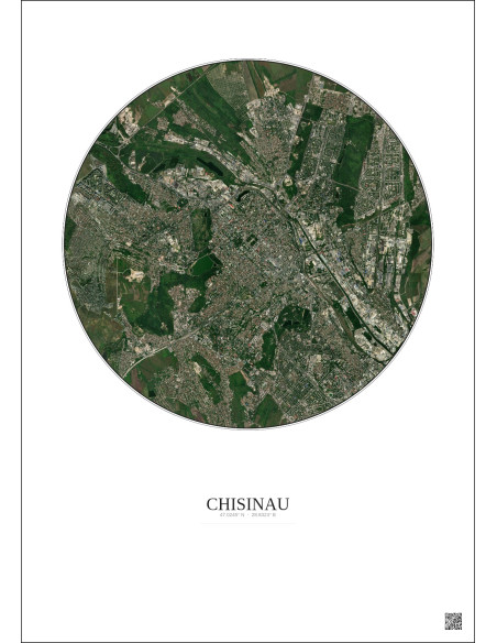 Chisinau Satellite View Poster 6km Color | Gravura – Light background