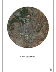 Affiche Antananarivo – Poster vue satellite 10km Couleur | Gravura – Fond clair