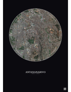 Affiche Antananarivo – Poster vue satellite 2.5km Couleur | Gravura – Fond foncé