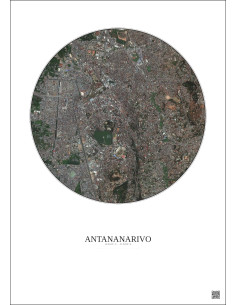 Affiche Antananarivo – Poster vue satellite 2.5km Couleur | Gravura – Fond clair