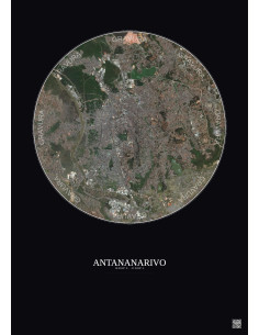 Affiche Antananarivo – Poster vue satellite 6km Couleur | Gravura – Fond foncé