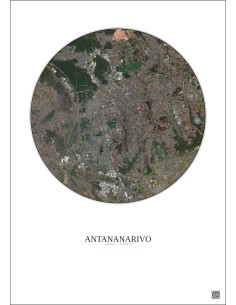 Affiche Antananarivo – Poster vue satellite 6km Couleur | Gravura – Fond clair