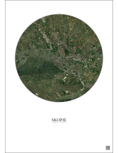 Affiche Skopje – Poster vue satellite 10km Couleur | Gravura – Fond clair