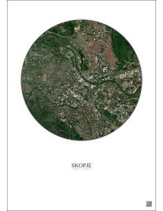 Affiche Skopje – Poster vue satellite 2.5km Couleur | Gravura – Fond clair