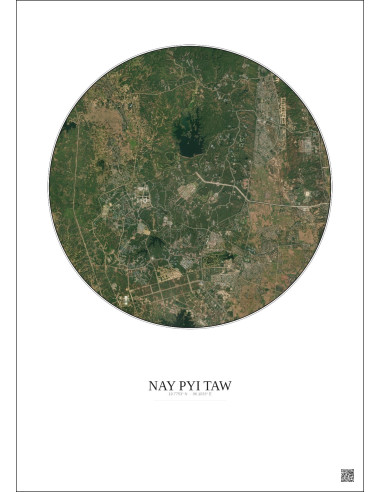 Affiche Nay Pyi Taw – Poster vue satellite 10km Couleur | Gravura – Fond clair
