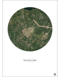Affiche Nay Pyi Taw – Poster vue satellite 2.5km Couleur | Gravura – Fond clair