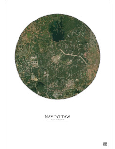 Affiche Nay Pyi Taw – Poster vue satellite 6km Couleur | Gravura – Fond clair