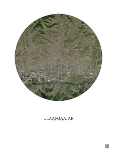 Affiche Ulaanbaatar – Poster vue satellite 10km Couleur | Gravura – Fond clair