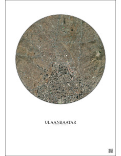 Affiche Ulaanbaatar – Poster vue satellite 2.5km Couleur | Gravura – Fond clair