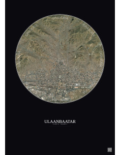 Affiche Ulaanbaatar – Poster vue satellite 6km Couleur | Gravura – Fond foncé