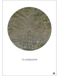 Affiche Ulaanbaatar – Poster vue satellite 6km Couleur | Gravura – Fond clair