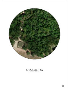 Affiche Chichen Itza – Poster vue satellite 0.1km Couleur | Gravura – Fond clair