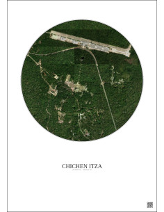 Affiche Chichen Itza – Poster vue satellite 1km Couleur | Gravura – Fond clair