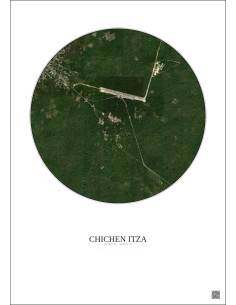 Affiche Chichen Itza – Poster vue satellite 2.5km Couleur | Gravura – Fond clair