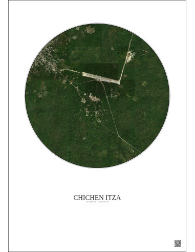Affiche Chichen Itza – Poster vue satellite 2.5km Couleur | Gravura – Fond clair