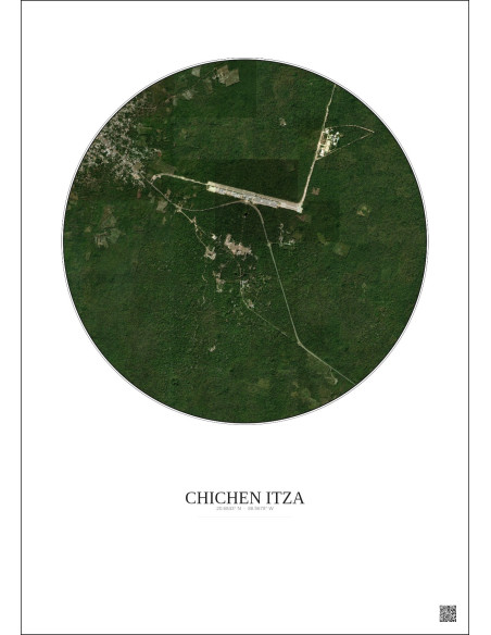 Affiche Chichen Itza – Poster vue satellite 2.5km Couleur | Gravura – Fond clair