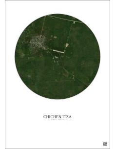 Affiche Chichen Itza – Poster vue satellite 5km Couleur | Gravura – Fond clair