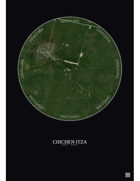 Affiche Chichen Itza – Poster vue satellite 5km Couleur | Gravura – Fond foncé