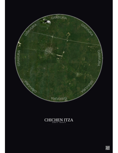 Chichen Itza Satellite View Poster 10km Color | Gravura – Dark background