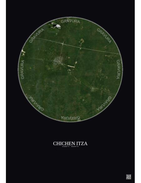 Chichen Itza Satellite View Poster 10km Color | Gravura – Dark background