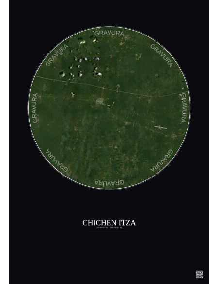 Affiche Chichen Itza – Poster vue satellite 20km Couleur | Gravura – Fond foncé
