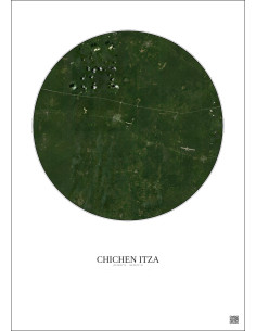 Affiche Chichen Itza – Poster vue satellite 20km Couleur | Gravura – Fond clair