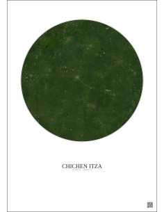 Affiche Chichen Itza – Poster vue satellite 30km Couleur | Gravura – Fond clair