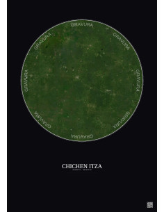 Affiche Chichen Itza – Poster vue satellite 30km Couleur | Gravura – Fond foncé