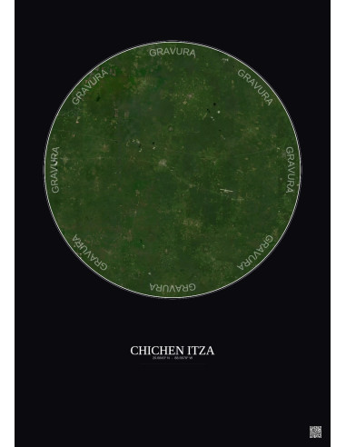 Affiche Chichen Itza – Poster vue satellite 30km Couleur | Gravura – Fond foncé
