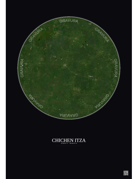Affiche Chichen Itza – Poster vue satellite 30km Couleur | Gravura – Fond foncé