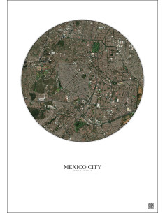 Affiche Mexico City – Poster vue satellite 6km Couleur | Gravura – Fond clair