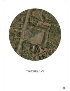 Affiche Teotihuacan – Poster vue satellite 0.5km Couleur | Gravura – Fond clair