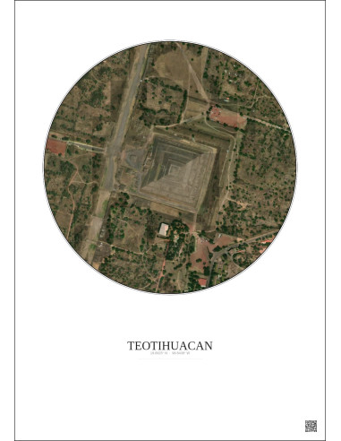 Affiche Teotihuacan – Poster vue satellite 0.5km Couleur | Gravura – Fond clair