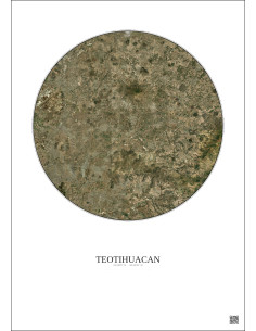 Affiche Teotihuacan – Poster vue satellite 20km Couleur | Gravura – Fond clair