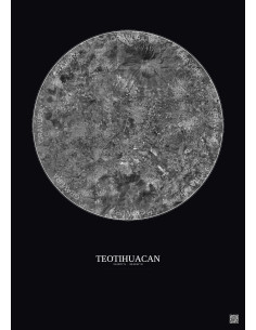 Affiche Teotihuacan – Poster vue satellite 10km N&B | Gravura – Fond foncé