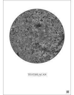 Affiche Teotihuacan – Poster vue satellite 20km N&B | Gravura – Fond clair
