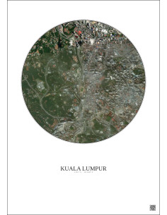 Affiche Kuala Lumpur – Poster vue satellite 2.5km Couleur | Gravura – Fond clair