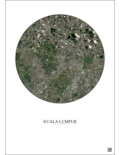 Affiche Kuala Lumpur – Poster vue satellite 6km Couleur | Gravura – Fond clair