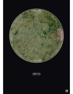Affiche Abuja – Poster vue satellite 10km Couleur | Gravura – Fond foncé