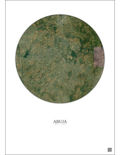 Affiche Abuja – Poster vue satellite 10km Couleur | Gravura – Fond clair