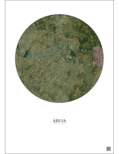 Affiche Abuja – Poster vue satellite 10km Couleur | Gravura – Fond clair