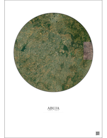 Affiche Abuja – Poster vue satellite 10km Couleur | Gravura – Fond clair