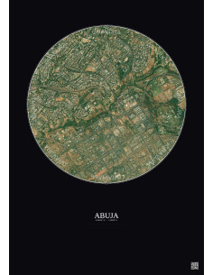 Affiche Abuja – Poster vue satellite 2.5km Couleur | Gravura – Fond foncé