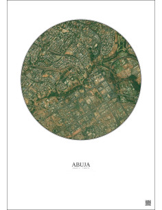 Affiche Abuja – Poster vue satellite 2.5km Couleur | Gravura – Fond clair