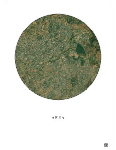 Affiche Abuja – Poster vue satellite 6km Couleur | Gravura – Fond clair