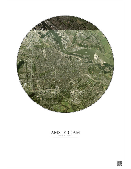 Amsterdam Satellite View Poster 6km Color | Gravura – Light background