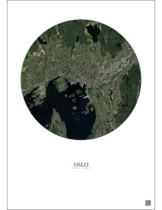 Affiche Oslo – Poster vue satellite 10km Couleur | Gravura – Fond clair