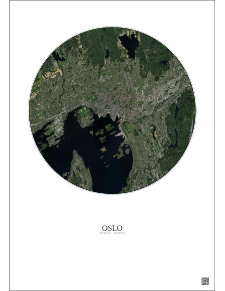 Oslo Satellite View Poster 10km Color | Gravura – Light background