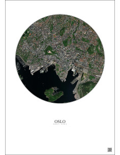 Affiche Oslo – Poster vue satellite 2.5km Couleur | Gravura – Fond clair