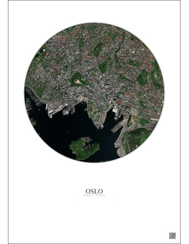 Oslo Satellite View Poster 2.5km Color | Gravura – Light background